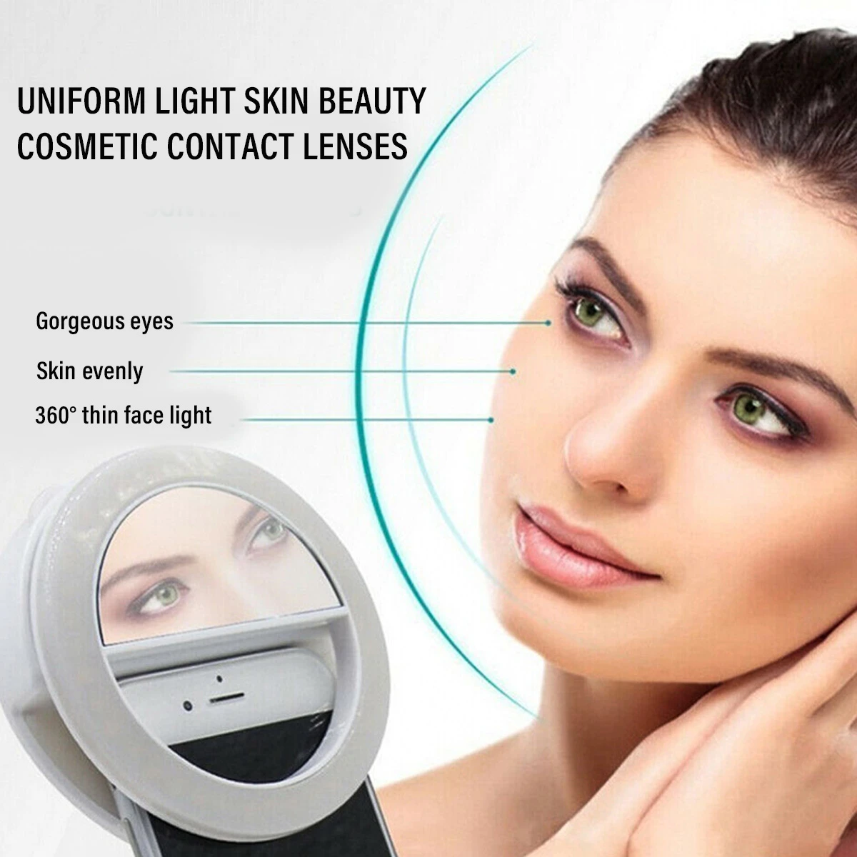 Round LED Ring Light Flash Fill Lamp Clip Camera for Mobile Phone Smartphone Selfie Photography Live Streaming Broadcast Without Battery