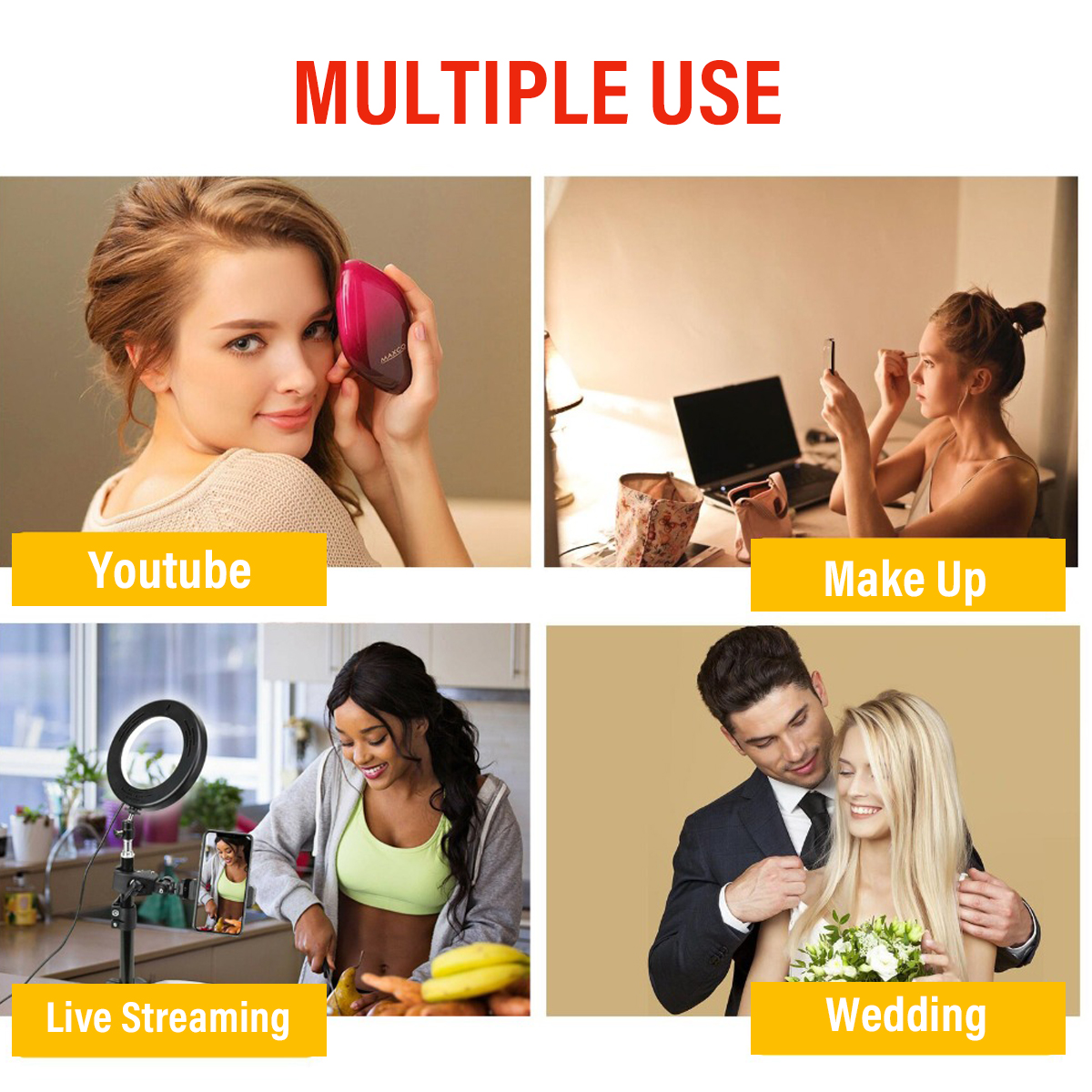 16cm LED Ring Light Dimmable LED Beauty Ring Fill Light Photography for Selfie Live Stream Broadcast with Tripod Stand for Youtube Vloging