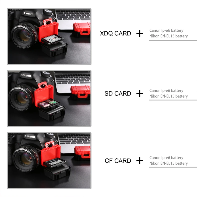 LENSGO D800 SD Dustproof XQD CF Card Case Anti-pressure Battery Box for DSLR Camera