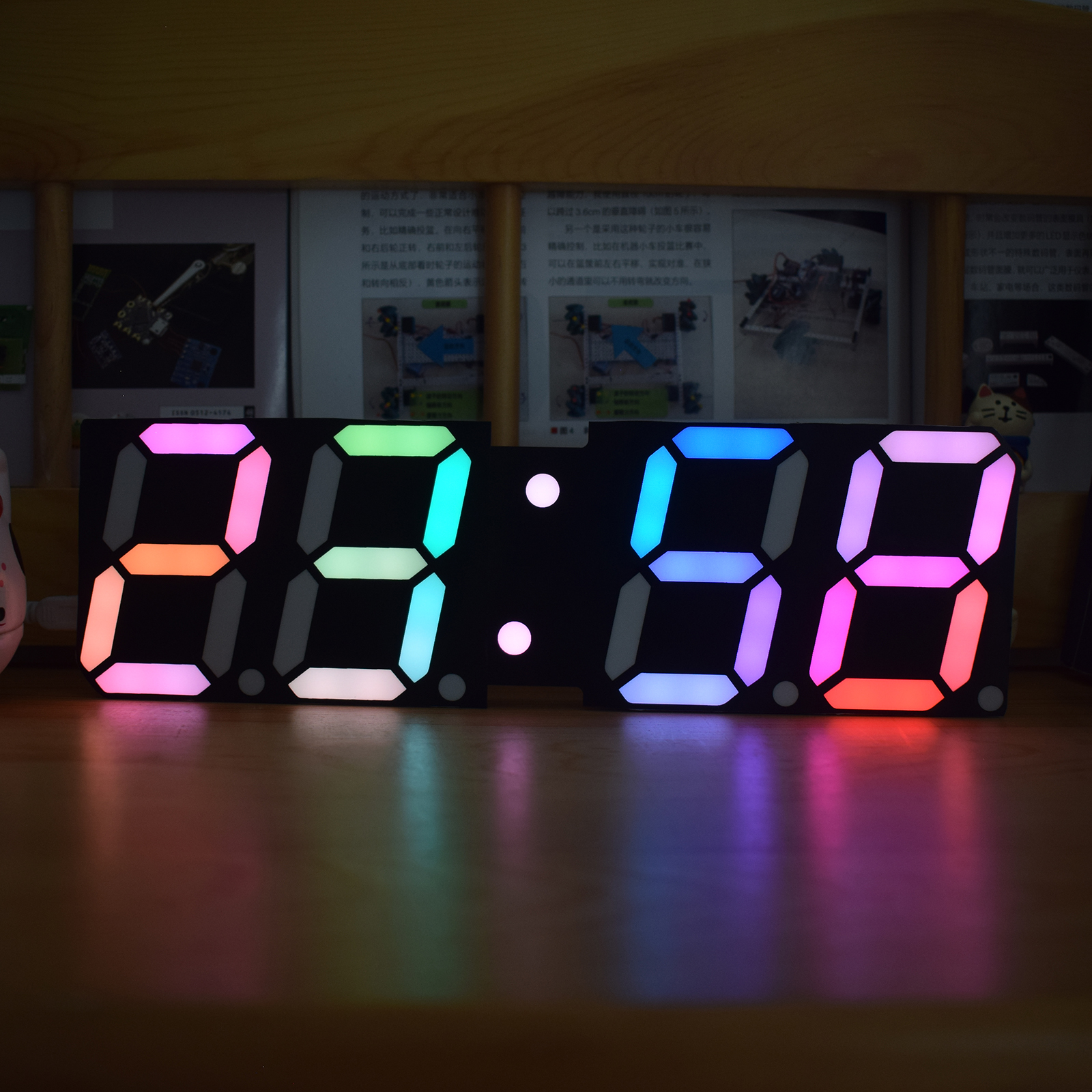 High-Brightness LED Large Size Font RGB Rainbow Color Desktop Digital Tube DIY Alarm Clock Wall Decoration Living Room LED Clock Module Set