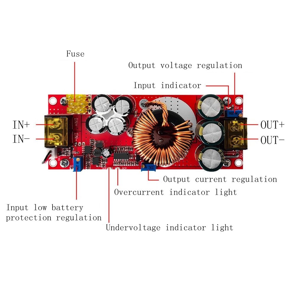1500W DC-DC Boost Module 12-48V to 24-72V 30A Adjustable Constant Voltage and Current Electric Vehicle Power Module Board