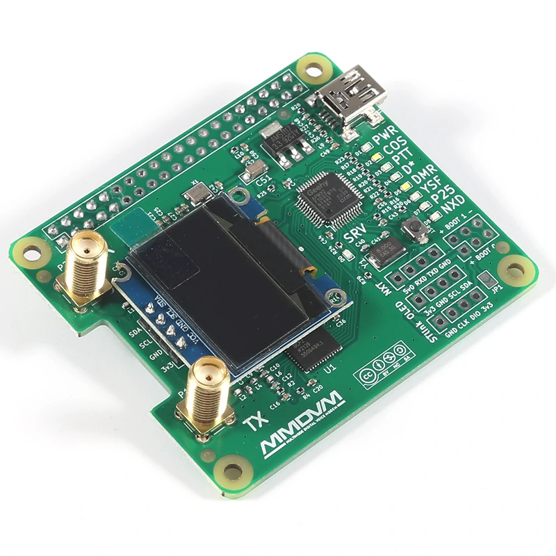 MMDVM_HS_Dual_Hat MMDVM Duplex RX TX UHF VHF Hotspot Board + Antenna + OLED Support P25 DMR YSF NXDN for Raspberry pi