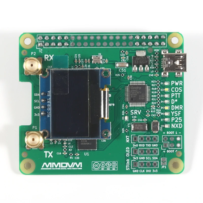 MMDVM_HS_Dual_Hat MMDVM Duplex RX TX UHF VHF Hotspot Board + Antenna + OLED Support P25 DMR YSF NXDN for Raspberry pi