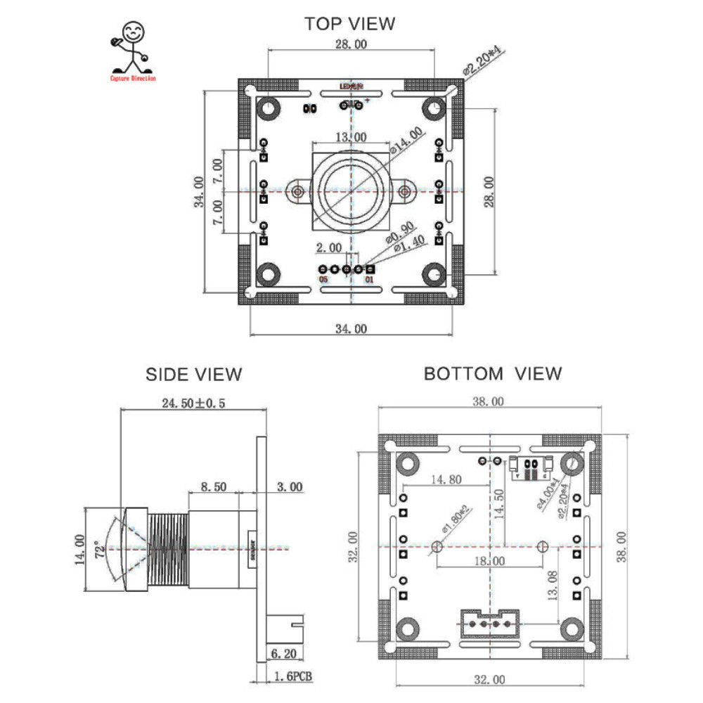 OV9732 Camera Module 720P High-definition Face Recognition All-in-one Placement Machine Driver-free 1 million Pixel Camera