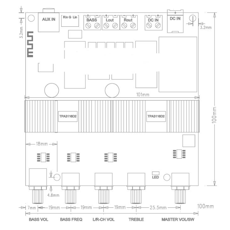 TPA3116 50W*2+100W bluetooth 5.0 High Power Audio Amplifier Board 2.1 Sound Channel Bass Super Bass Digital Amplifier