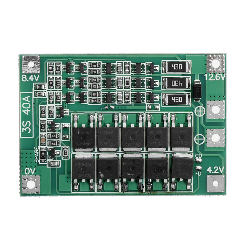 3PCS BMS 3S 40A 18650 Lithium Battery Charger Protection Board 11.1V 12.6V PCB for Drill Motor with Balance