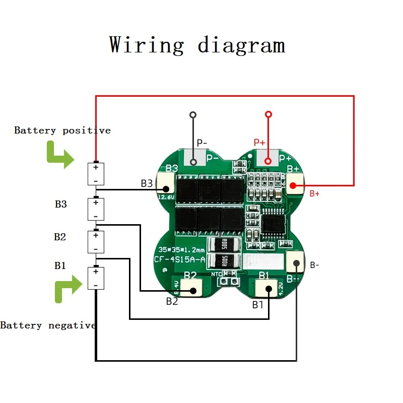 4S 4 Series 14.8V 12A Same-port Lithium Battery Protection Board with Temperature Control
