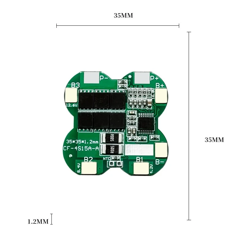 4S 4 Series 14.8V 12A Same-port Lithium Battery Protection Board with Temperature Control