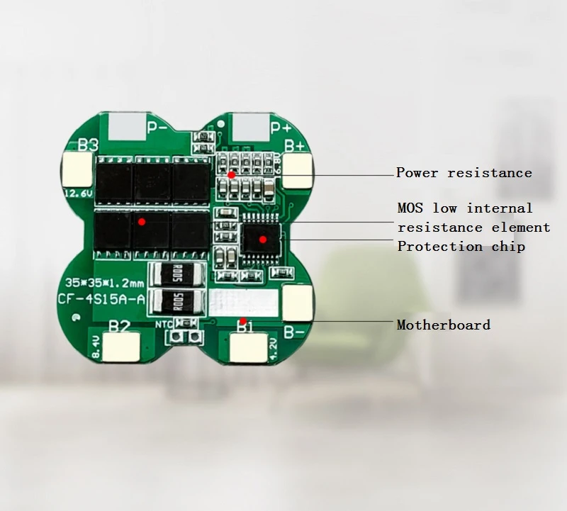 4S 4 Series 14.8V 12A Same-port Lithium Battery Protection Board with Temperature Control