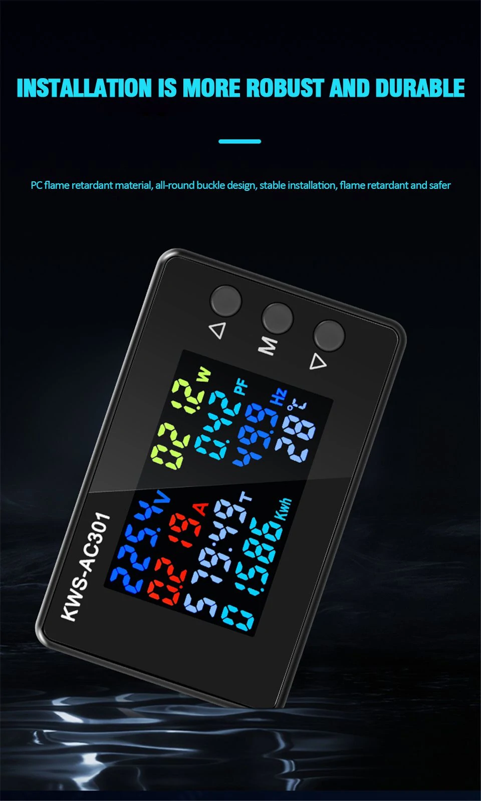 KWS-AC301 8 in1 Voltmeter Ammeter AC 50-300V Power Energy Meter LED Digital AC Wattmeter Electricity Meter 0-100A