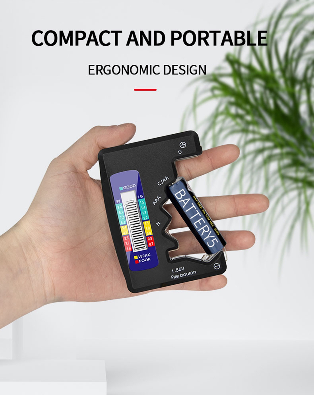 BT-886 Digital Battery Tester LCD Display Level Detector For C D N AA AAA 9V 1.5V Button Cell Battery Capacity Detector Diagnostic Tool