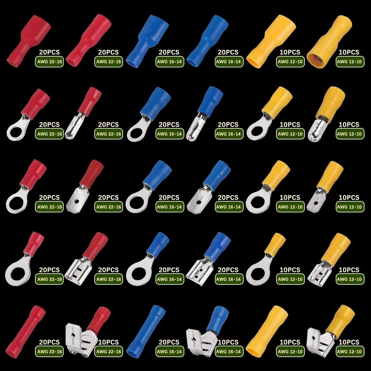 480/300/280Pcs Assorted Spade Terminals Insulated Cable Connector Electrical Wire Crimp Butt Ring Fork Set Ring Lugs Rolled Kit