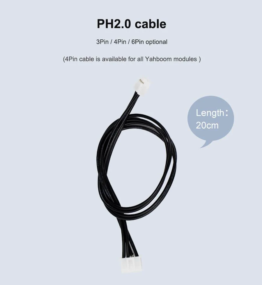 Yahboom 1PCs PH2.0 Cable 3P/4P/6P 20cm Black and White Terminal Line Special for Smart Sensor Module