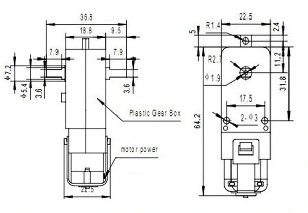 DC 3V-6V Dual Axis Gear Motor TT Motor for Smart Chassis Car Robot Speed Down Motor