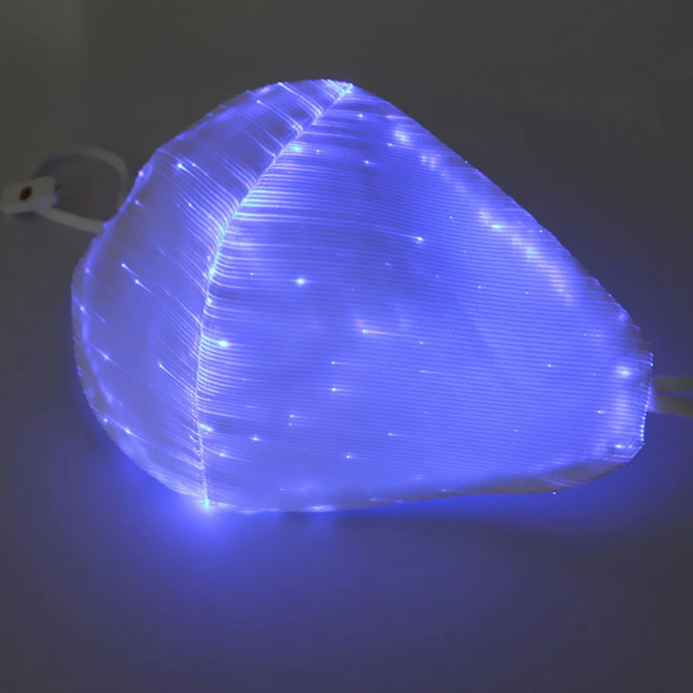LED Colorful Luminous EL Mask Fiber Fabric Cool Mask Personality Chargeable Dustproof Halloween Glow Party KTV Props