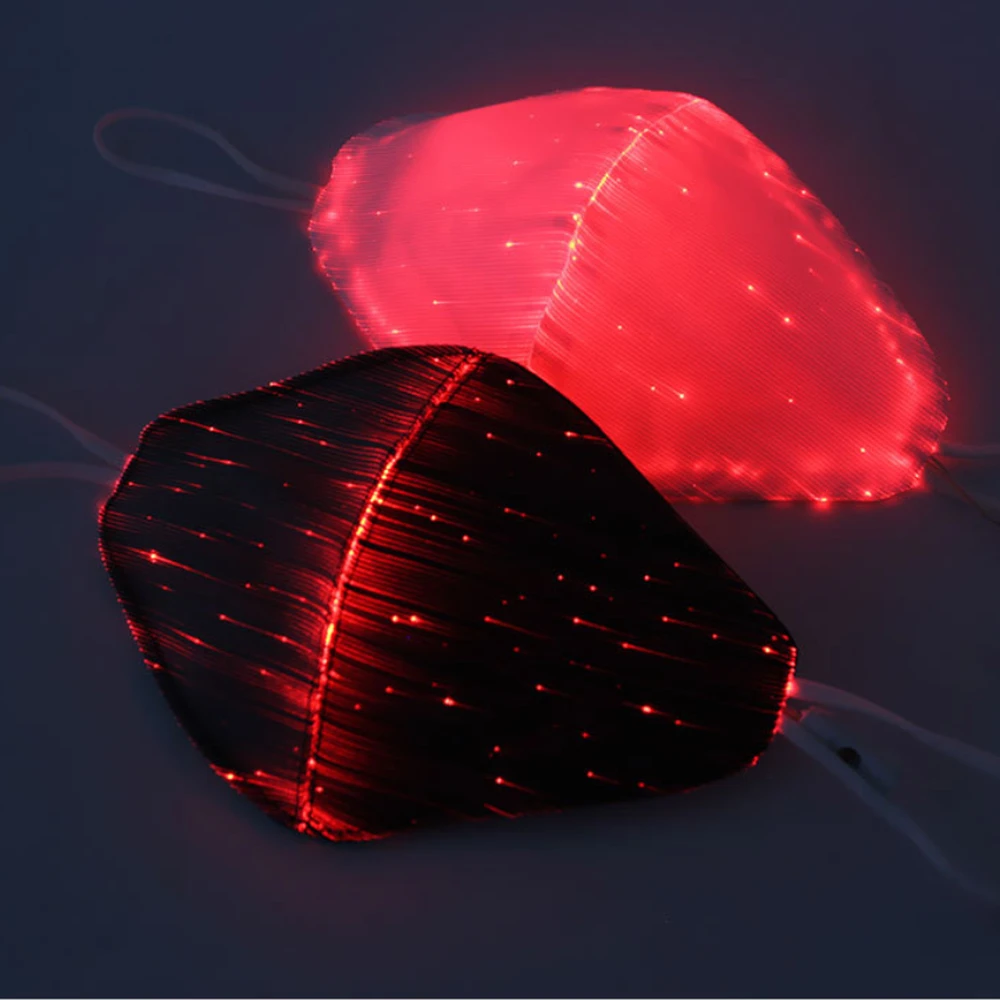 LED Colorful Luminous EL Mask Fiber Fabric Cool Mask Personality Chargeable Dustproof Halloween Glow Party KTV Props