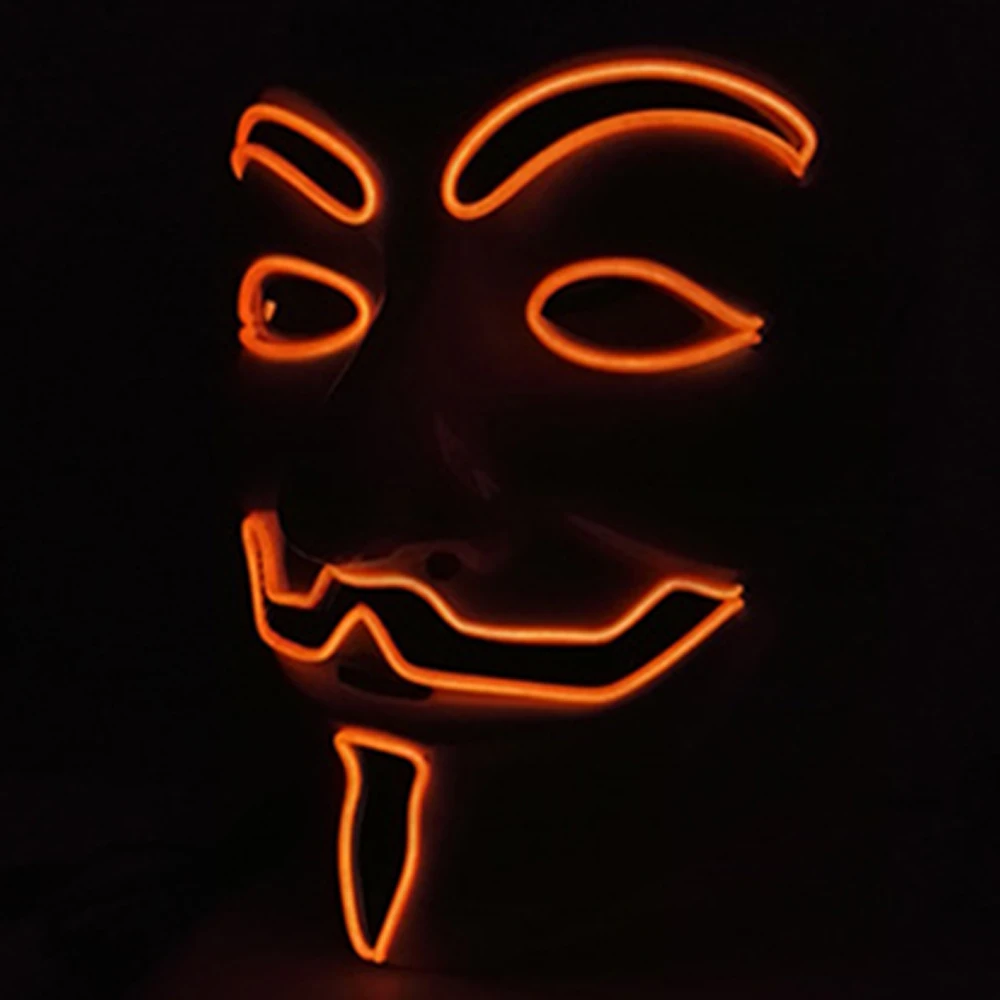 EL Wire 10 Colors Optional Glowing Mask for VENDETTA Halloween Cosplay Party Mask