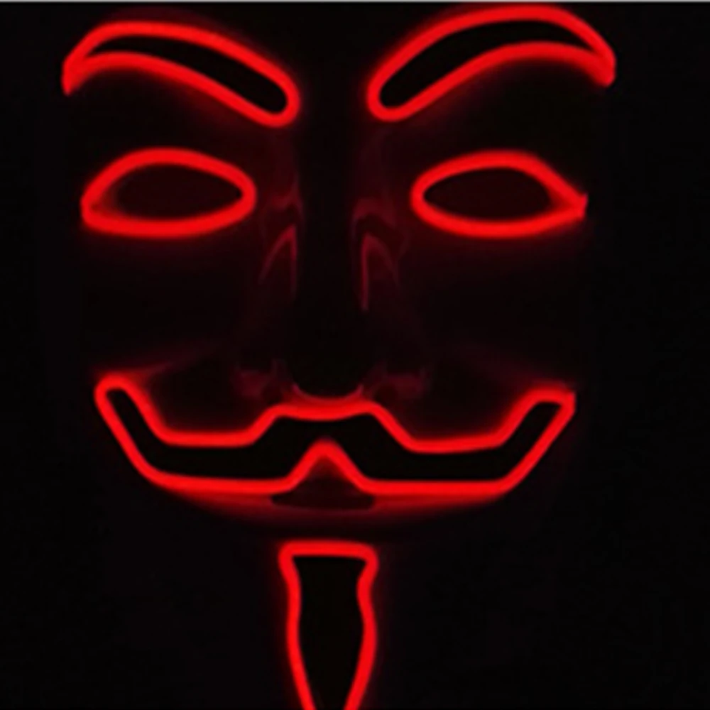 EL Wire 10 Colors Optional Glowing Mask for VENDETTA Halloween Cosplay Party Mask